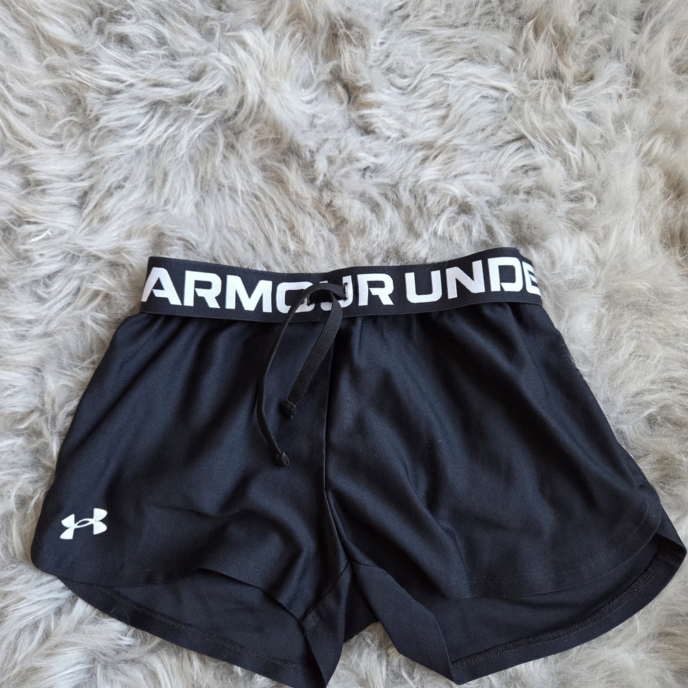 Under Armour Women's Black Athletic Shorts with Logo